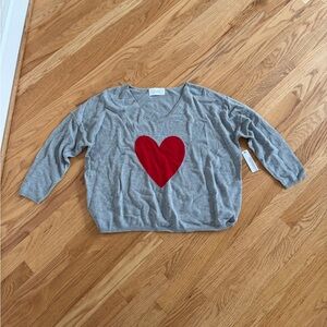 Six/Fifty big love heart sweater gray